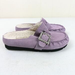 Free People Shearling After Riding Mule Slip On Slide 6 Purple Suede Leather